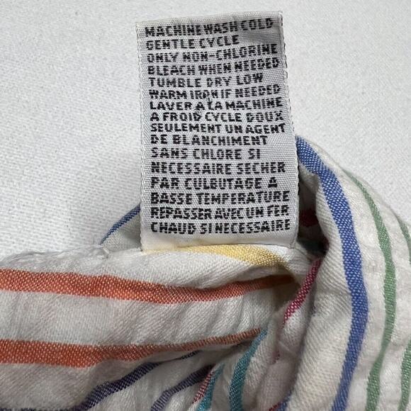 Talbots Rainbow Striped Shirt Textured Button Up Multicolor Collared Women's SP - Picture 7 of 11